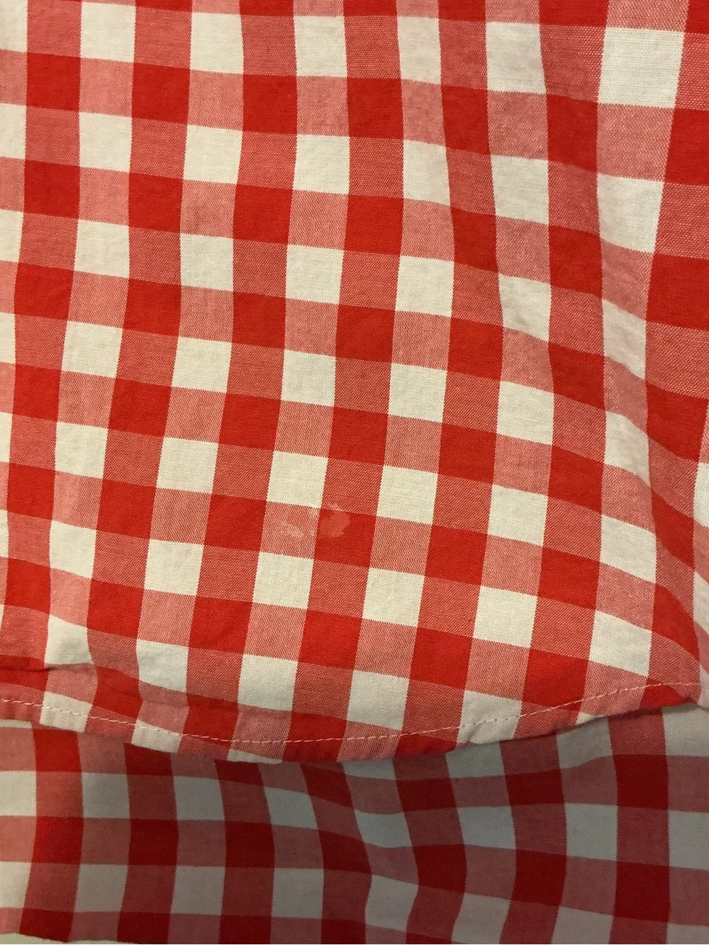 J. Crew Red and White Gingham Button-Down Shirt-See Descript